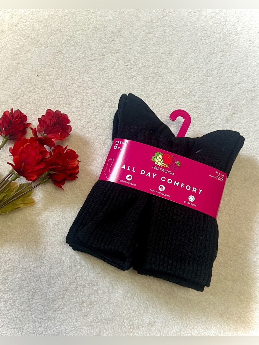 NEW Fruit of the Loom Women's All Day Comfort Crew Socks - Size 4-10